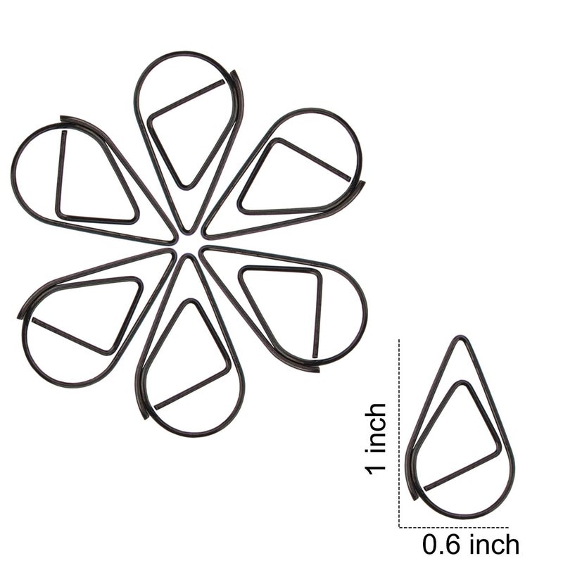 VENCINK Black Cute Paper Clips, VENCINK 300 Pieces Smooth Stainless Steel Drop-Shaped Wire Small Paperclips for Office Supplies Wedding Women Girls Kids Students Paper Document Organizing (1 inch) - Image 3